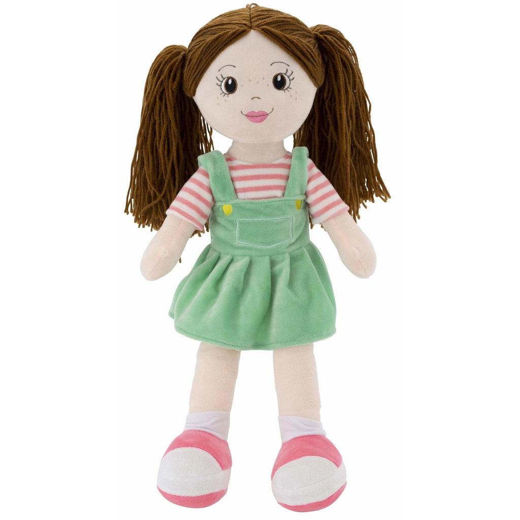 girl rag doll wearing a green dress